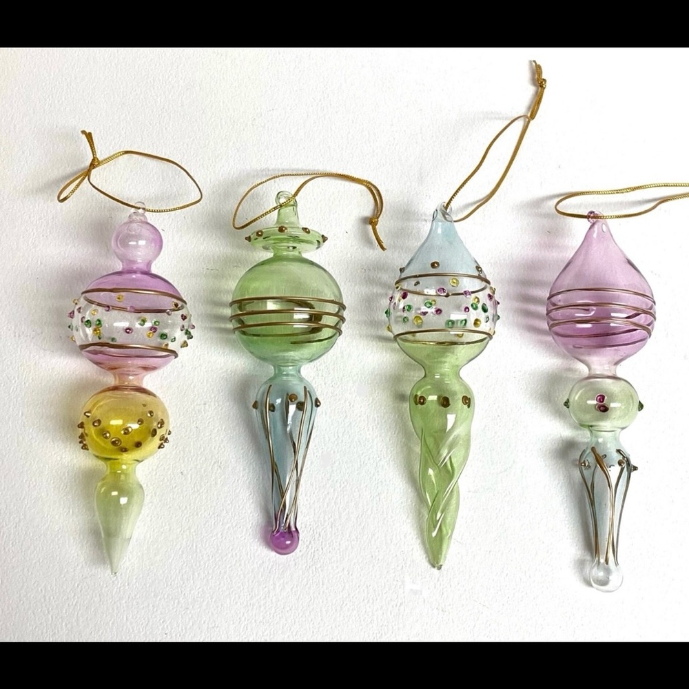 Colorful Glass Ornament Set of 4
